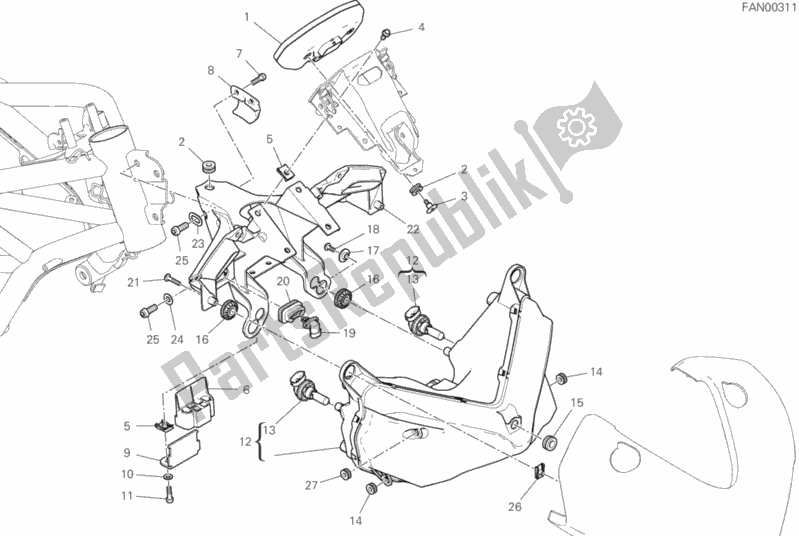 All parts for the Headlight of the Ducati Supersport Thailand 950 2017